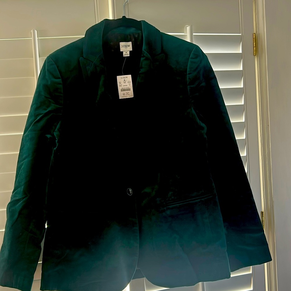 Emerald green velvet JCrew blazer size 6. NWT